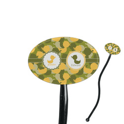 Rubber Duckie Camo 7" Oval Plastic Stir Sticks - Black - Single Sided (Personalized)