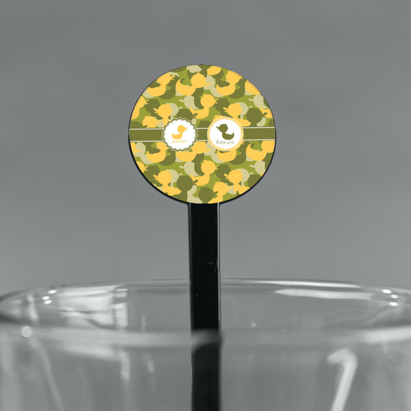 Rubber Duckie Camo Black Plastic 7" Stir Stick - Round - Main
