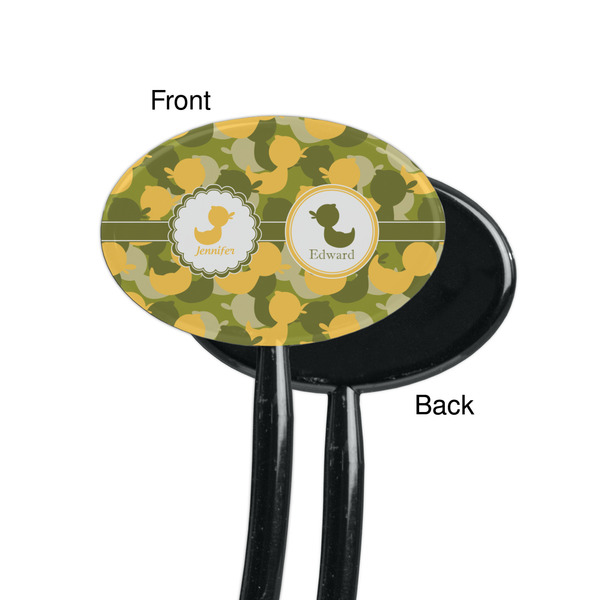 Rubber Duckie Camo Black Plastic 7" Stir Stick - Single Sided - Oval - Front & Back
