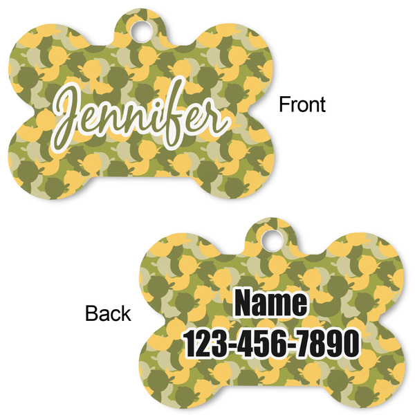 Rubber Duckie Camo Bone Shaped Dog ID Tag - Large - Approval