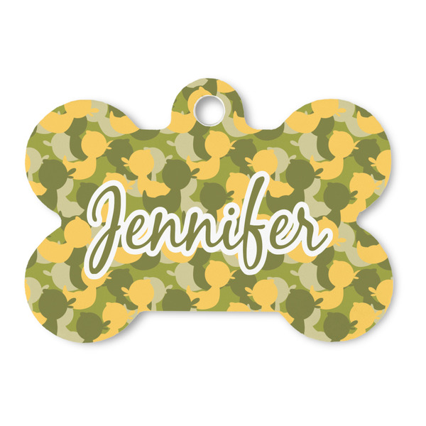 Custom Rubber Duckie Camo Bone Shaped Dog ID Tag (Personalized)