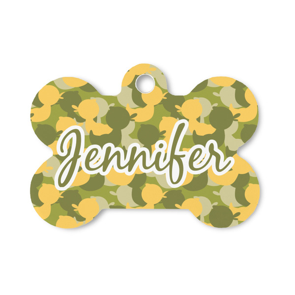 Custom Rubber Duckie Camo Bone Shaped Dog ID Tag - Small (Personalized)