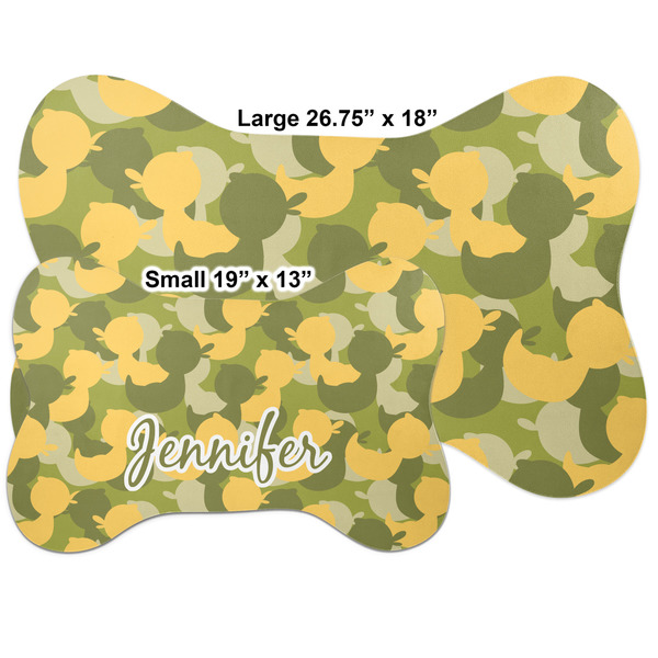 Rubber Duckie Camo Bone Shaped Mat Comparison