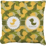 Rubber Duckie Camo Faux-Linen Throw Pillow 18" (Personalized)