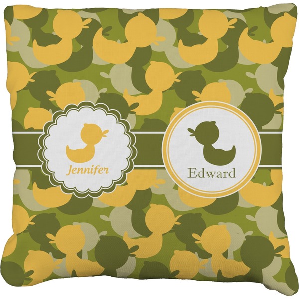 Custom Rubber Duckie Camo Faux-Linen Throw Pillow 18" (Personalized)