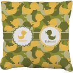Rubber Duckie Camo Faux-Linen Throw Pillow 20" (Personalized)