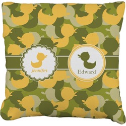 Rubber Duckie Camo Faux-Linen Throw Pillow 20" (Personalized)
