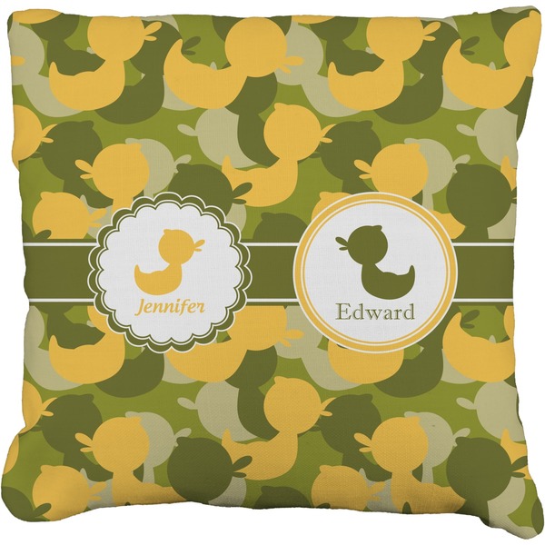 Custom Rubber Duckie Camo Faux-Linen Throw Pillow 20" (Personalized)