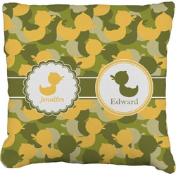 Rubber Duckie Camo Faux-Linen Throw Pillow (Personalized)