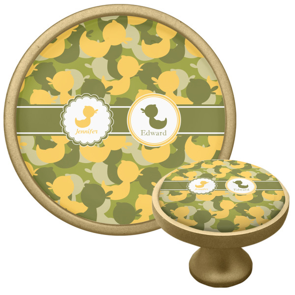 Custom Rubber Duckie Camo Cabinet Knob - Gold (Personalized)