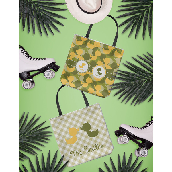 Rubber Duckie Camo Canvas Tote Lifestyle Front and Back- 13x13