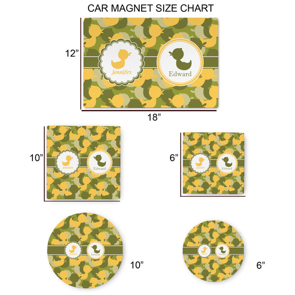 Rubber Duckie Camo Car Magnets - SIZE CHART