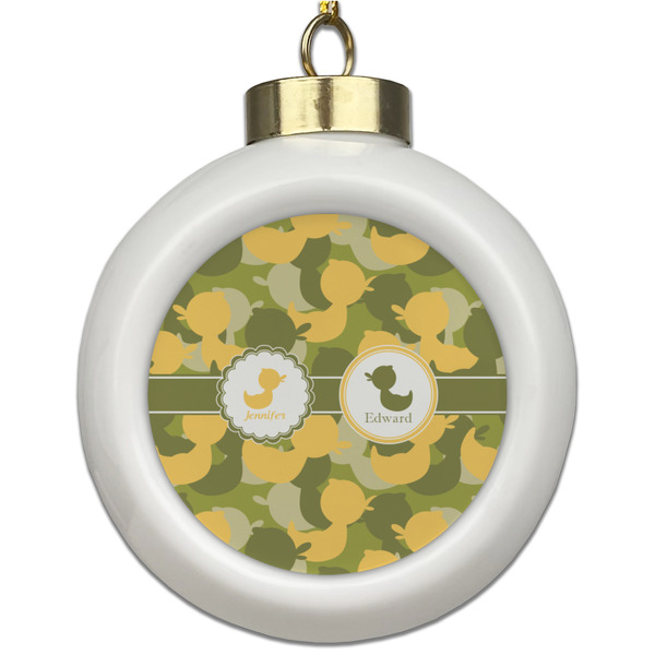 Custom Rubber Duckie Camo Ceramic Ball Ornament (Personalized)