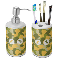 Rubber Duckie Camo Ceramic Bathroom Accessories Set (Personalized)