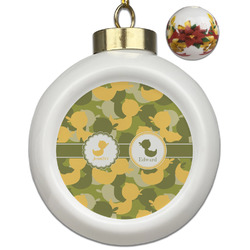 Rubber Duckie Camo Ceramic Ball Ornaments - Poinsettia Garland (Personalized)