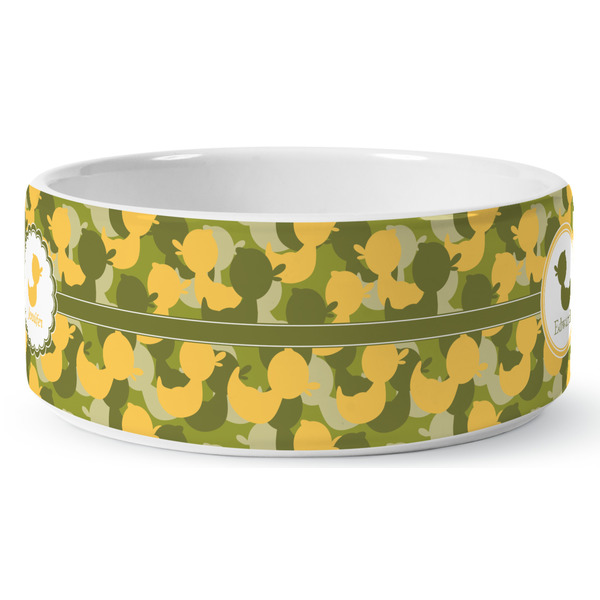 Rubber Duckie Camo Ceramic Dog Bowl - Medium - Front