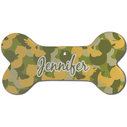Rubber Duckie Camo Ceramic Dog Ornament - Front w/ Multiple Names