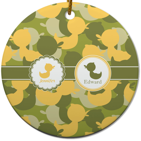 Rubber Duckie Camo Ceramic Flat Ornament - Circle (Front)