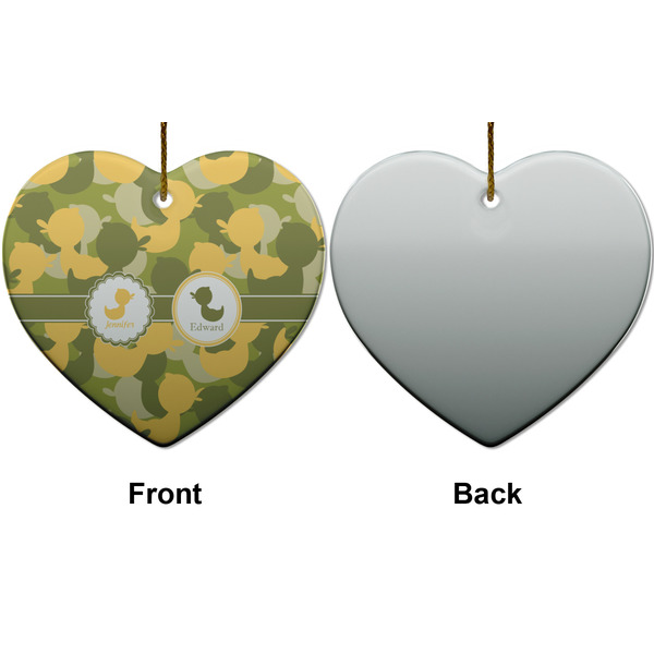 Rubber Duckie Camo Ceramic Flat Ornament - Heart Front & Back (APPROVAL)