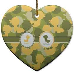 Rubber Duckie Camo Heart Ceramic Ornament w/ Multiple Names