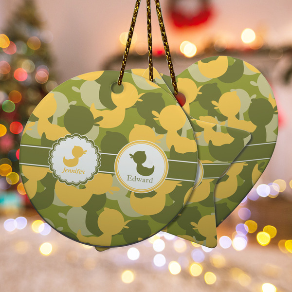 Custom Rubber Duckie Camo Ceramic Ornament w/ Multiple Names
