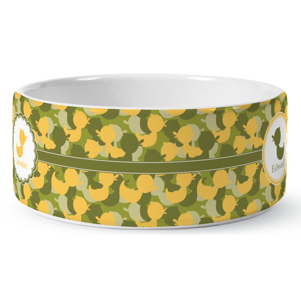 Custom Rubber Duckie Camo Ceramic Dog Bowl - Large (Personalized)