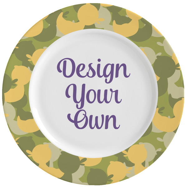 Custom Rubber Duckie Camo Ceramic Dinner Plates (Set of 4) (Personalized)