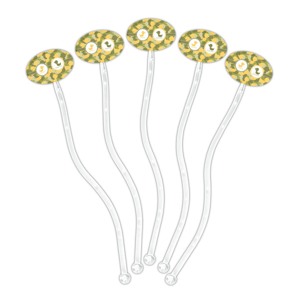 Rubber Duckie Camo Clear Plastic 7" Stir Stick - Oval - Fan