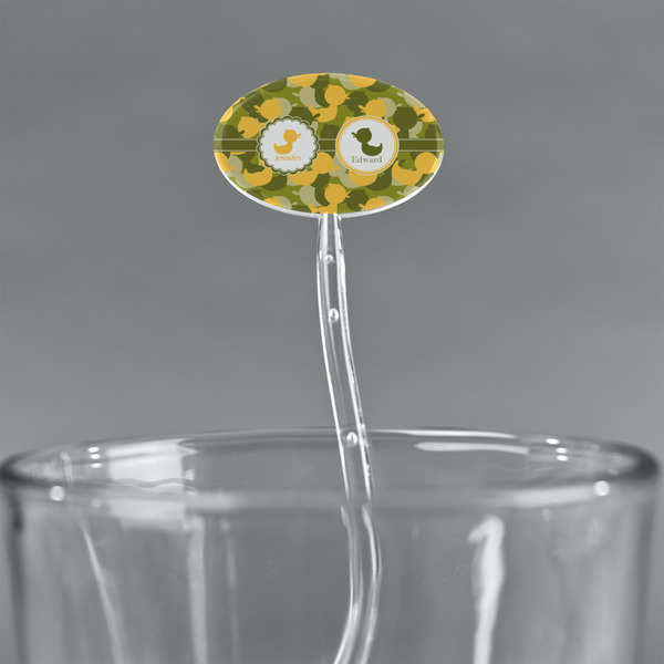 Rubber Duckie Camo Clear Plastic 7" Stir Stick - Oval - Main