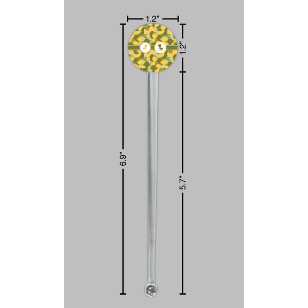 Rubber Duckie Camo Clear Plastic 7" Stir Stick - Round - Dimensions