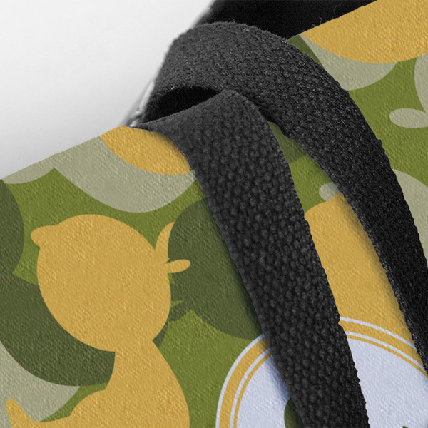 Rubber Duckie Camo Closeup of Tote w/Black Handles
