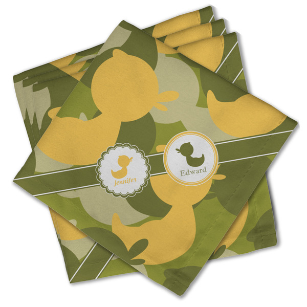 Custom Rubber Duckie Camo Cloth Cocktail Napkins - Set of 4 w/ Multiple Names