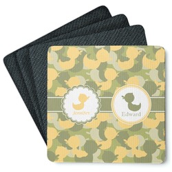 Rubber Duckie Camo Square Rubber Backed Coasters - Set of 4 (Personalized)