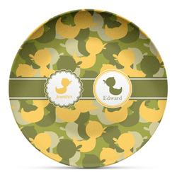 Rubber Duckie Camo Microwave Safe Plastic Plate - Composite Polymer (Personalized)