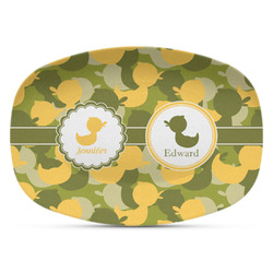 Rubber Duckie Camo Plastic Platter - Microwave & Oven Safe Composite Polymer (Personalized)