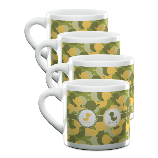 Custom Rubber Duckie Camo Double Shot Espresso Cups - Set of 4 (Personalized)