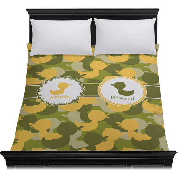 Rubber Duckie Camo Duvet Cover - Queen - On Bed - No Prop