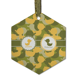 Rubber Duckie Camo Flat Glass Ornament - Hexagon w/ Multiple Names