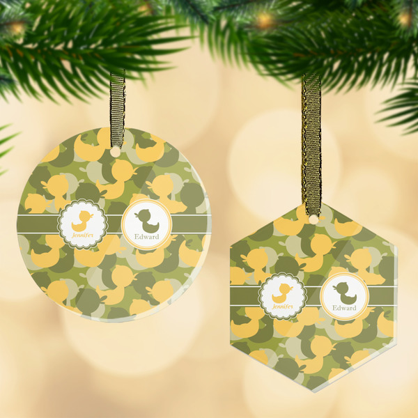 Custom Rubber Duckie Camo Flat Glass Ornament w/ Multiple Names