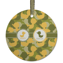 Rubber Duckie Camo Flat Glass Ornament - Round w/ Multiple Names