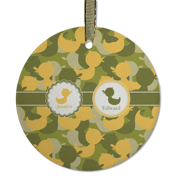 Custom Rubber Duckie Camo Flat Glass Ornament - Round w/ Multiple Names