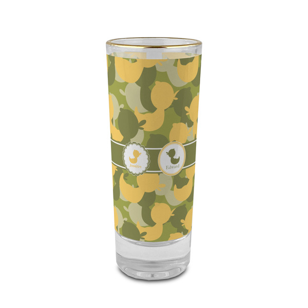 Custom Rubber Duckie Camo 2 oz Shot Glass - Glass with Gold Rim (Personalized)