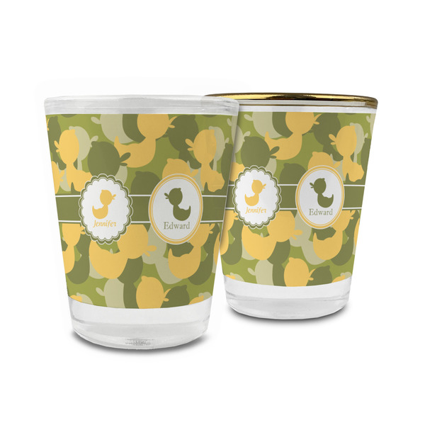 Custom Rubber Duckie Camo Glass Shot Glass - 1.5 oz (Personalized)