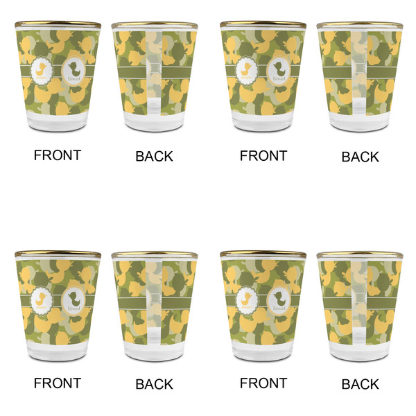 Rubber Duckie Camo Glass Shot Glass - with gold rim - Set of 4 - APPROVAL