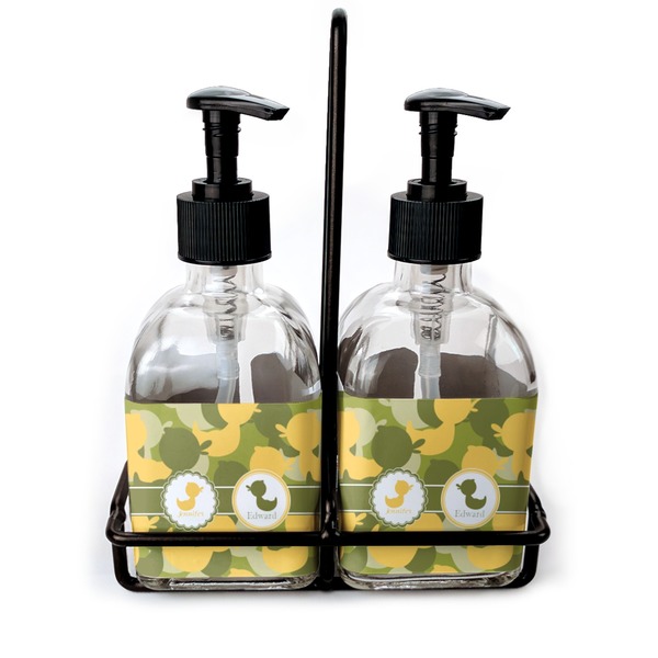 Custom Rubber Duckie Camo Glass Soap & Lotion Bottle Set (Personalized)
