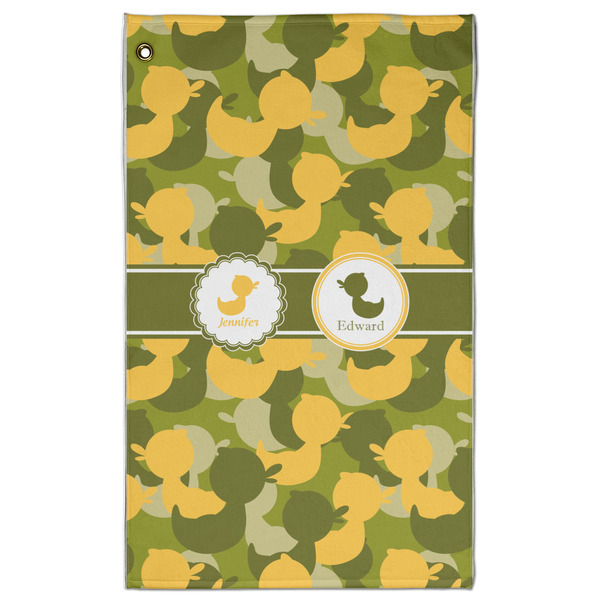 Custom Rubber Duckie Camo Golf Towel - Poly-Cotton Blend - Large w/ Multiple Names