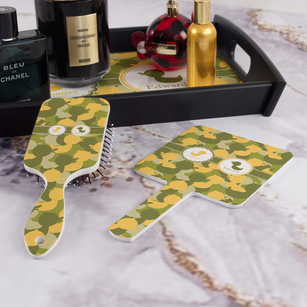 Rubber Duckie Camo Hair Brush and Hand Mirror - Bathroom Scene