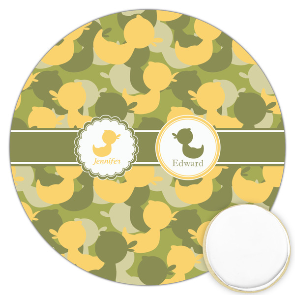 Custom Rubber Duckie Camo Printed Cookie Topper - 3.25" (Personalized)