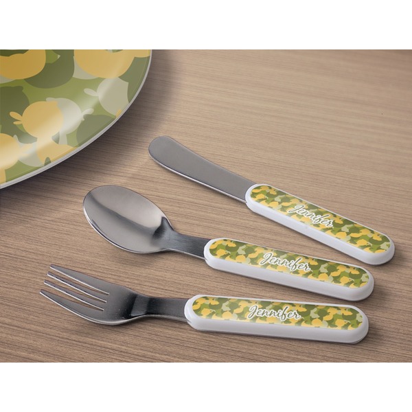 Rubber Duckie Camo Kids Flatware w/ Plate
