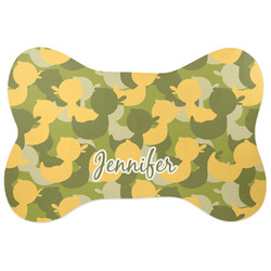 Rubber Duckie Camo Bone Shaped Dog Food Mat (Large) (Personalized)